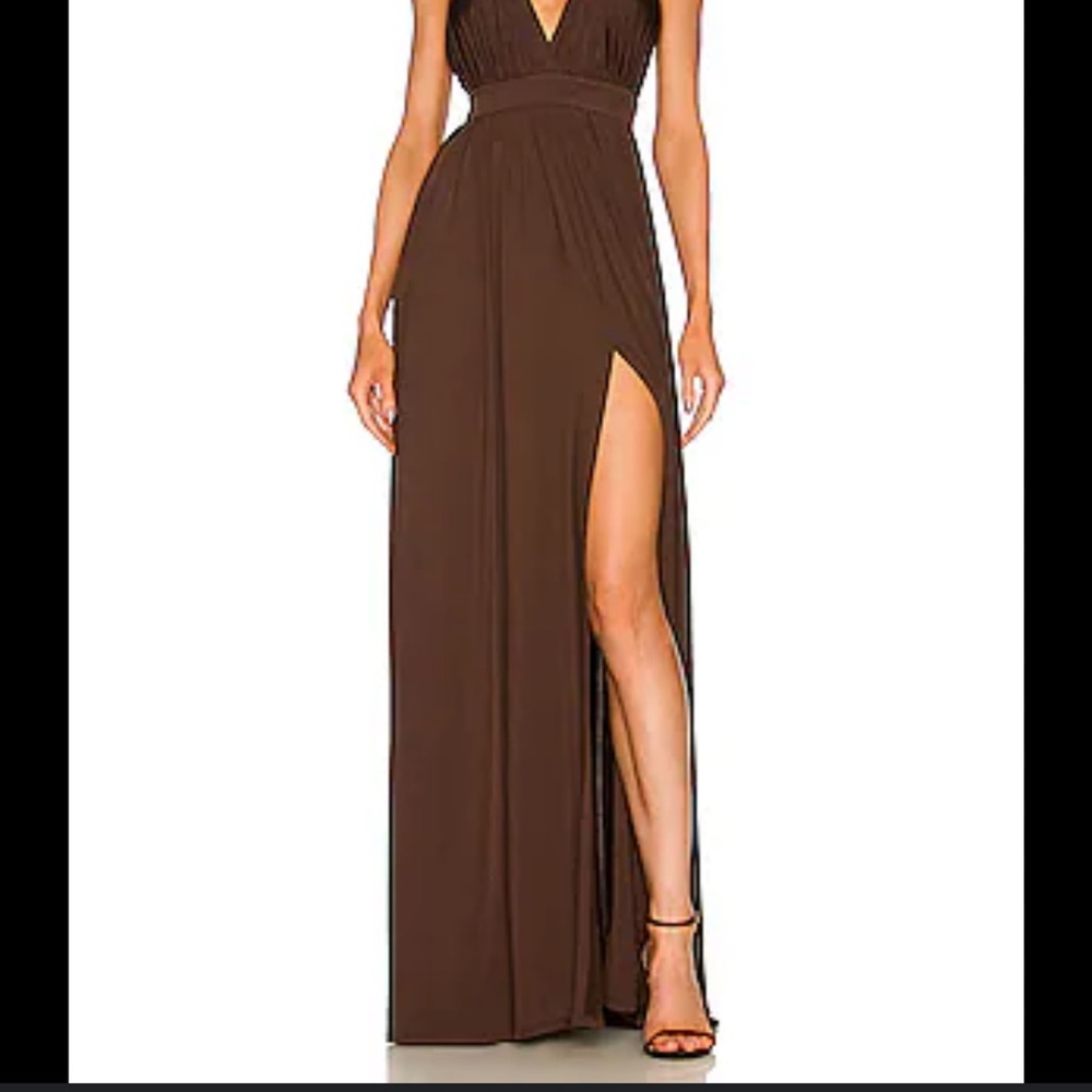 MICHAEL COSTELLO XX REVOLVE “EMMELINE” sold out ⚠️ Elegant Brown Maxi Dress
